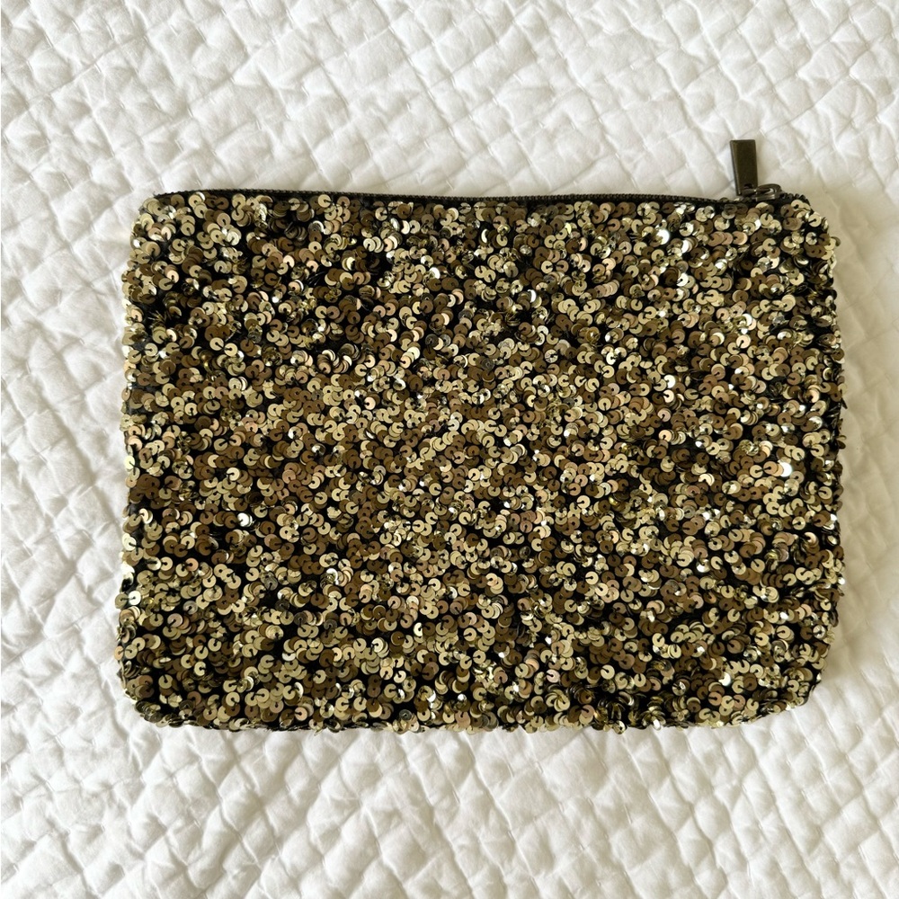 Zara Sequin Evening Clutch Pouch in Gold